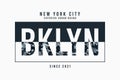 New York, Brooklyn t-shirt design with camouflage texture and slogan - Bklyn. Typography graphics for apparel with camouflage Royalty Free Stock Photo